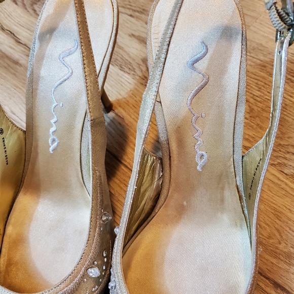 Nina golden slingback heels embellished 9 - Picture 3 of 6